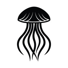 Elegant black jellyfish silhouette ocean design