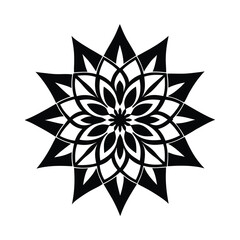 Black and white geometric floral mandala design