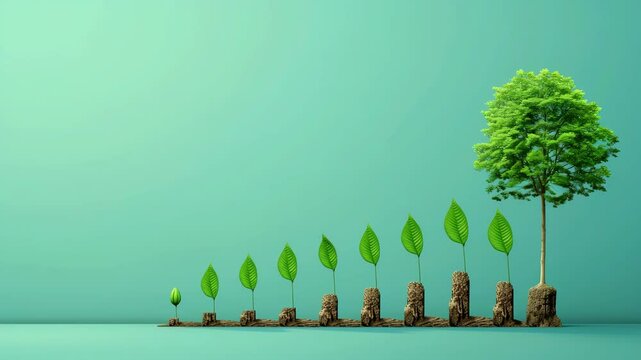 Plants growing like a growth graph line into tree.