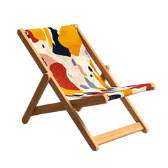 Modern Fold Away Wooden Beach Chair with a Dynamic Isolated on Transparent Background