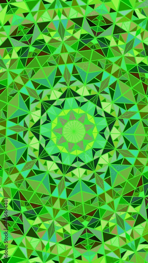 Poster colorful dynamic polygonal geometrical pattern mosaic mandala background - seamlessly looping animat