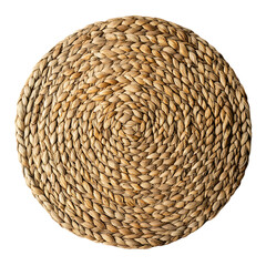 Elegant Minimalist Straw Beach Mat with a Classic W Isolated on Transparent Background