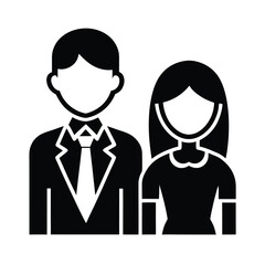 Couple icon man woman business formal attire