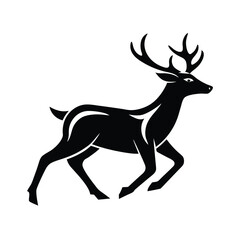 Majestic running deer silhouette elegant wildlife art