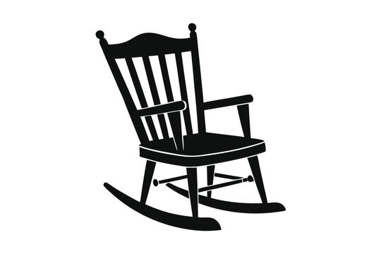 recommend clip art: Silhouette of a Classic Wooden Rocking Chair with Back Slats and Armrests