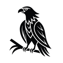 Obraz premium Majestic eagle perched on branch tribal style