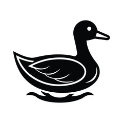 Elegant black duck silhouette waterfowl bird icon