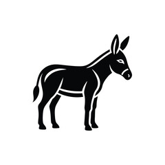 Strong silhouette of a donkey farm animal