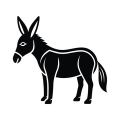 Silhouette of a donkey standing side profile