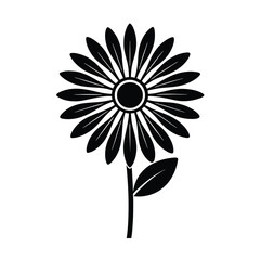 Simple black flower silhouette botanical design