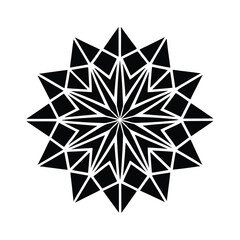 Abstract black and white geometric starburst mandala