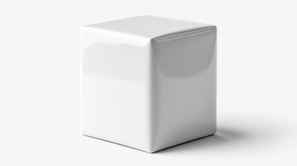 3D Rendered Glossy Cube on White Background  Minimalist Design for Product Mockups and Present