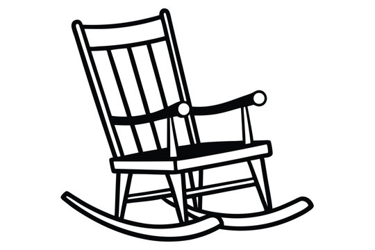 recommend clip art: Black and White Illustration of a Traditional Rocking Chair with Armrests and Curved Legs