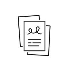 thin line important contract with signature icon