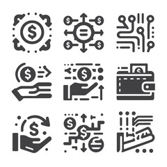 Business strategy, business plan, mission vision, growth chart, profit analysis, market research, goal setting sales funnel SWOT analysis strategic thinking roadmap financial goal icon set