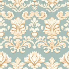 Decorative seamless ornate pattern with symmetrical floral elements