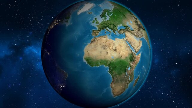 Mali on the globe. Outline. Satellite map. No labels