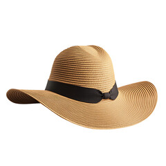 Refined Wide Brim Sun Hat with Smooth Sculpted Line Isolated on Transparent Background