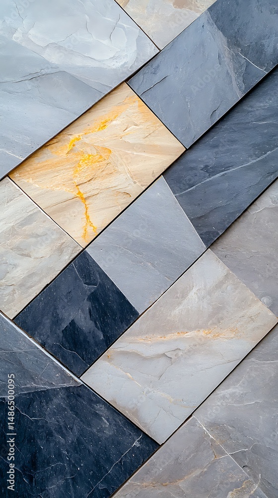 Poster grey and beige stone tile texture with diagonal pattern
