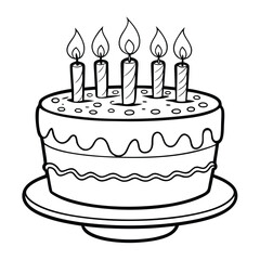 Birthday Cake Drawing: Free Printable  Coloring Page