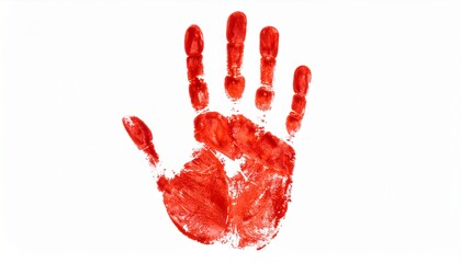 A red handprint on a surface, a stark and striking visual