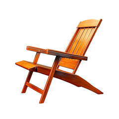 Contemporary Reclining Wooden Beach Chair with a Mi Isolated on Transparent Background