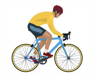 Fototapeta premium Design of a road bike racer, man is riding on sport bicycle. Sketch of a road bicycle and racing athlete. Professional cyclist training, sprints on the road bike. Concept of sport, action, lifestyle. 