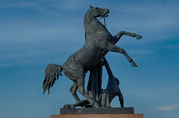 Fototapeta premium A young man defeated by a horse