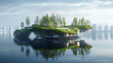 Fototapeta premium A Futuristic Earth Where Nature Has Reclaimed Abandoned Urban Cities