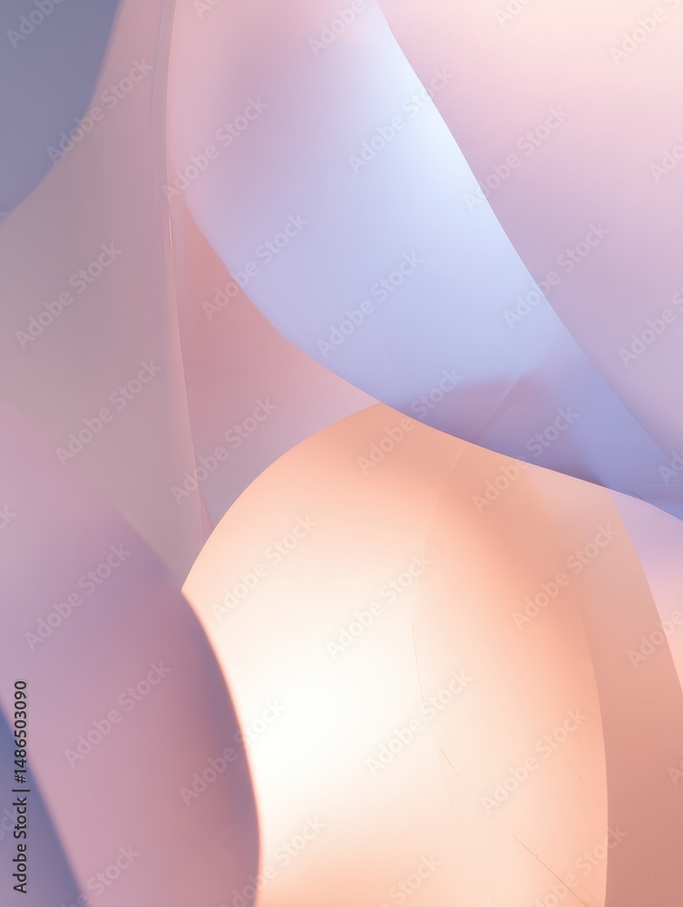 Poster abstract soft curved shapes in gentle pastel colors creating a serene and contemporary atmosphere fo