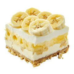 Banana pudding dessert on transparent background