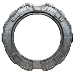 Metallic circular frame on transparent background