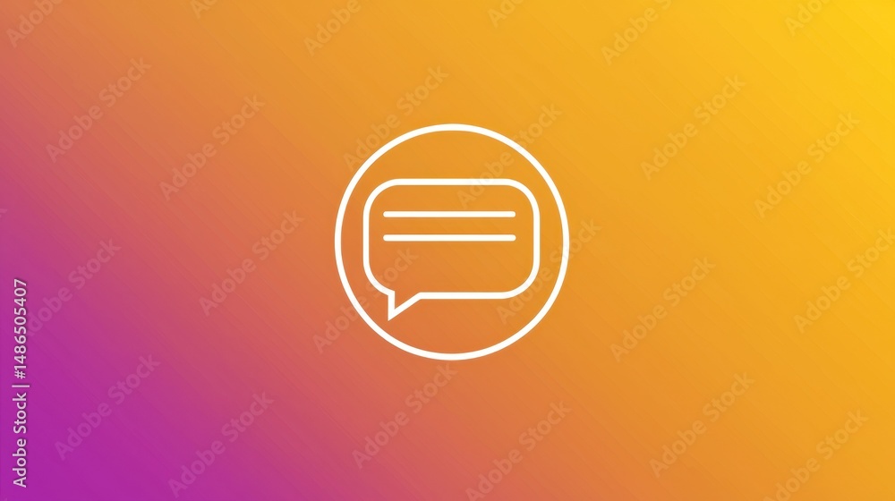 Poster conversation bubble symbol on a vibrant gradient background illustrating communication in modern dig