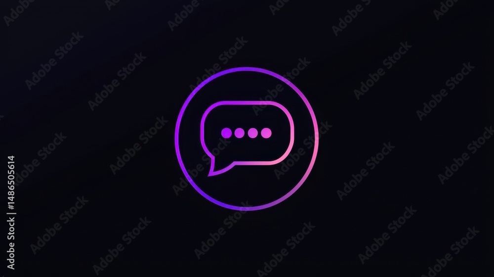 Poster modern messaging application icon in vibrant colors on a dark background