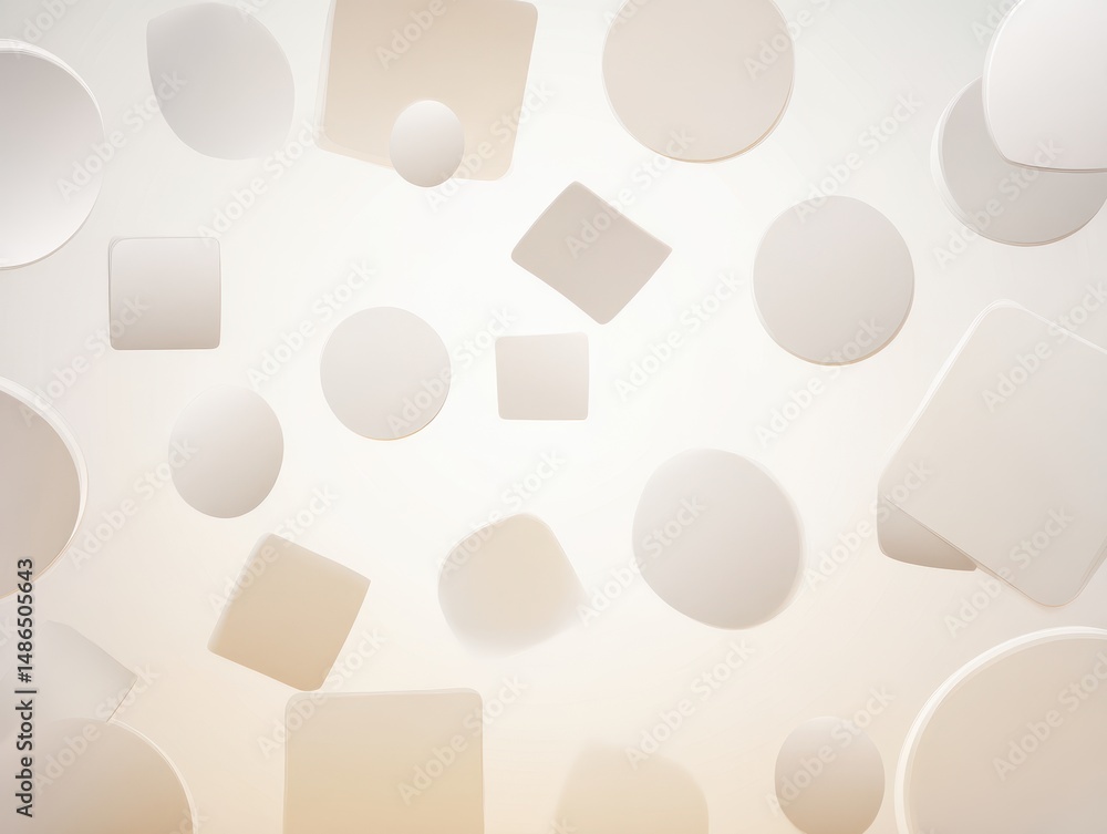 Poster abstract background of geometric shapes including circles squares and rectangles with light colors a