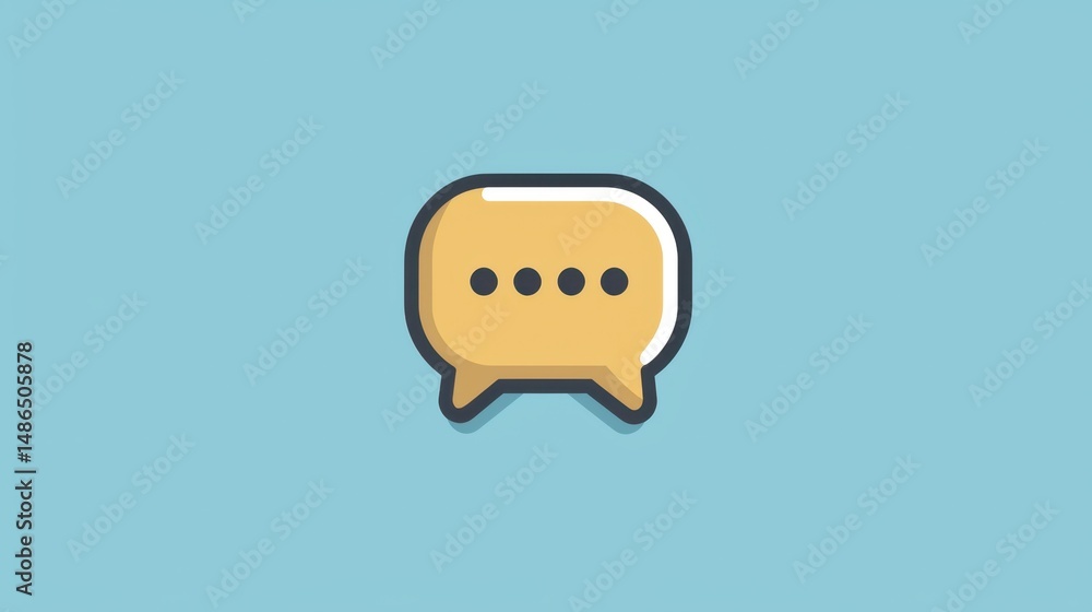 Poster thought bubble icon with dots representing conversation in a minimalist design
