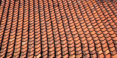 The texture of old roof tiles.
