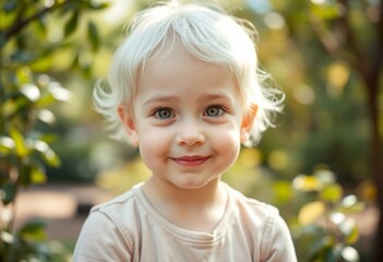 Portrait of a young female child with a rare condition