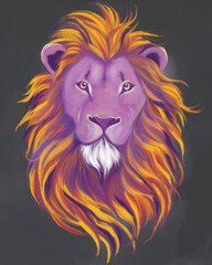 Lion head illustration as abstract art on dark background