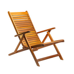 Elegant Modern Wooden Beach Chair with a Compact Design Isolated on Transparent Background