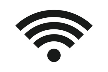 Black and White Wireless Internet Icon, Vector WiFi Signal Symbol Graphic