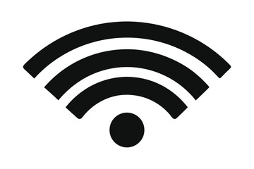 Simple Black and White Illustration of WiFi Signal Icon for Technology Designs