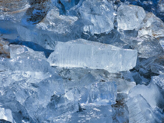 Natural pure fragments of blue ice.