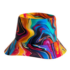 Bold Bucket Hat with an Eye Catching Abstract Design Isolated on Transparent Background