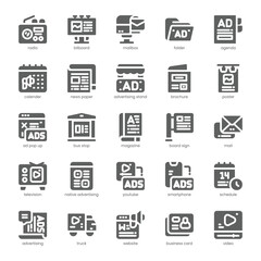 Advertising Icon pack for your website, mobile, presentation, and logo design. Advertising Icon solid design. Vector graphics illustration and editable stroke.
