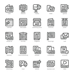 Advertising Icon pack for your website, mobile, presentation, and logo design. Advertising Icon outline design. Vector graphics illustration and editable stroke.