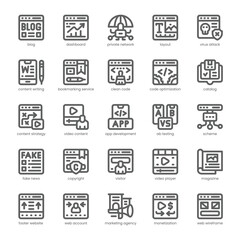 Blog Management Icon pack for your website, mobile, presentation, and logo design. Blog Management Icon outline design. Vector graphics illustration and editable stroke.