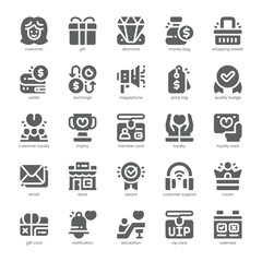 Customer Loyalty Icon pack for your website, mobile, presentation, and logo design. Customer Loyalty Icon solid design. Vector graphics illustration and editable stroke.