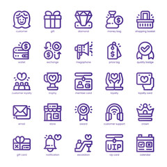 Customer Loyalty Icon pack for your website, mobile, presentation, and logo design. Customer Loyalty Icon line basic color design. Vector graphics illustration and editable stroke.