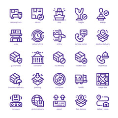 Delivery Service Icon pack for your website, mobile, presentation, and logo design. Delivery Service Icon line basic color design. Vector graphics illustration and editable stroke.